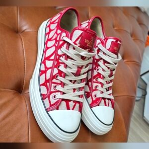 Valentino MF'kn Sexy Red and White Sneakers!🔥🔥🔥🥒💦